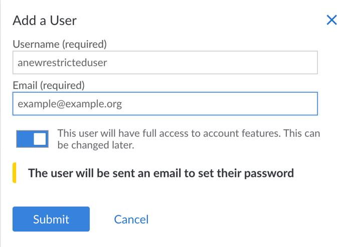 The &lsquo;Add a User&rsquo; menu
