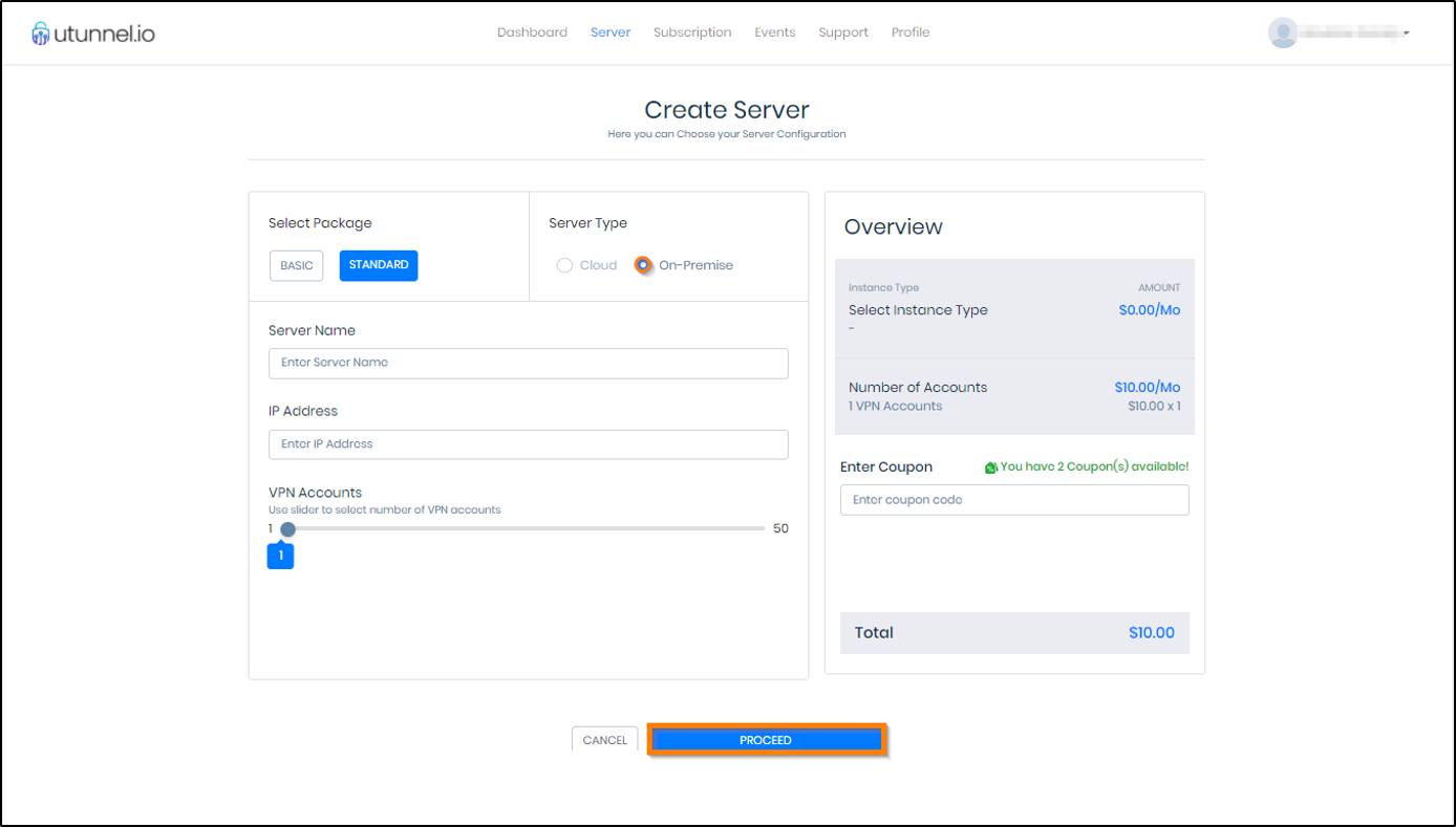 UTunnel Dashboard setup UTunnel Dashboard setup